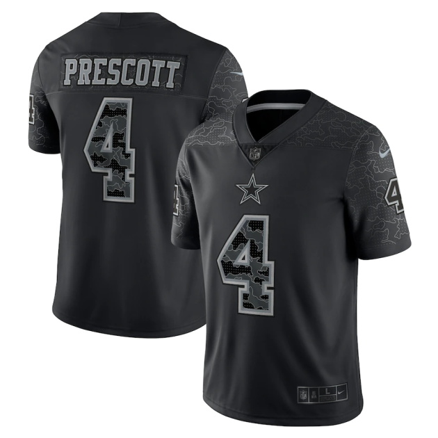 mens nike dak prescott black dallas cowboys rflctv limited jersey